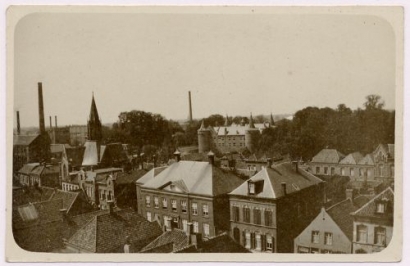 Panoramafoto van de Kerkstraat in Helmond.